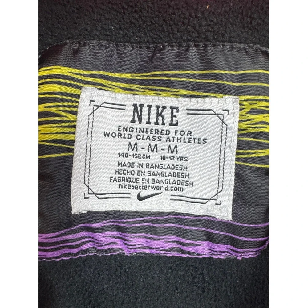 Nike Girls Puffer Jacket Scribble Stripe Quilted Hooded Coat Size M 10-12